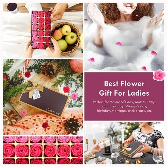 Floral Scented Bath Soap Rose Flower Petals, Plant Essential Oil Rose Soap Set - Picture 6 of 6